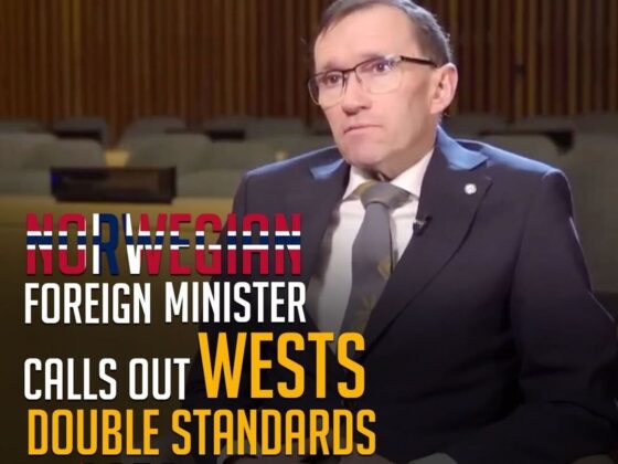 NORWEGIAN FOREIGN MINISTER CALLS OUT WESTS DOUBLE STANDARDS ON GAZA
