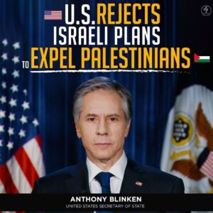 U.S. REJECTS ISRAELI PLANS TO EXPEL PALESTINIANS