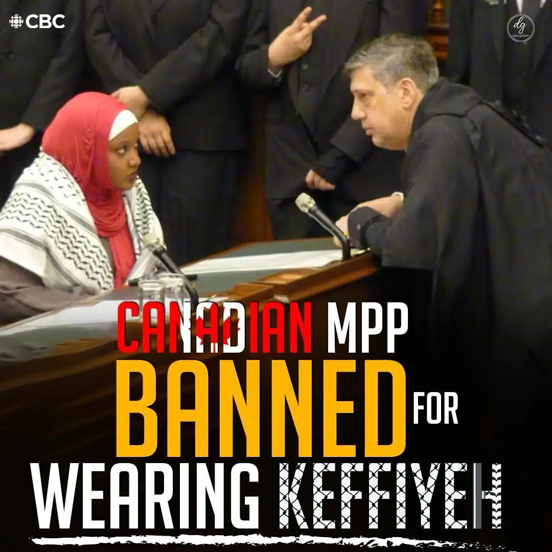 CANADIAN-MPP-BANNED-FOR-WEARING-KEFFIYEH