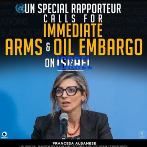 UN SPECIAL RAPPORTEUR CALLS FOR IMMEDIATE ARMS & OIL EMBARGO ON ISRAEL