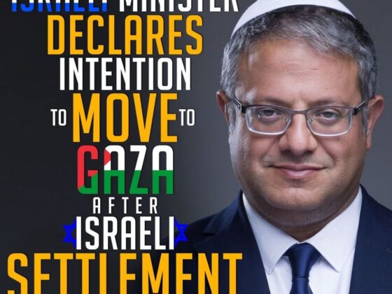 "ISRAELI MINISTER DECLARES INTENTION TO MOVE TO GAZA AFTER ISRAELI SETTLEMENT