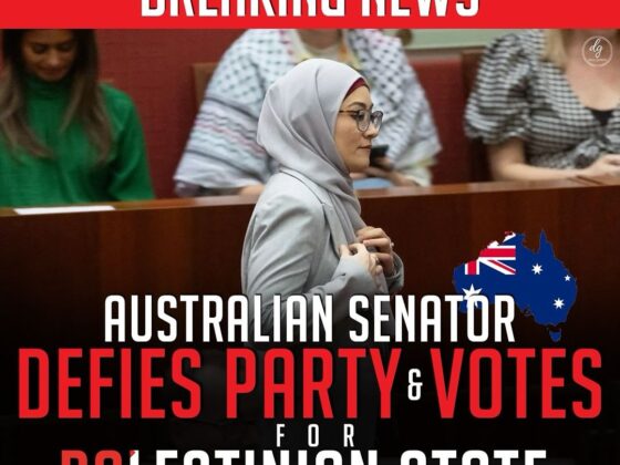 BREAKING NEWS AUSTRALIAN SENATOR DEFIES PARTY & VOTES FOR PALESTINION STATE