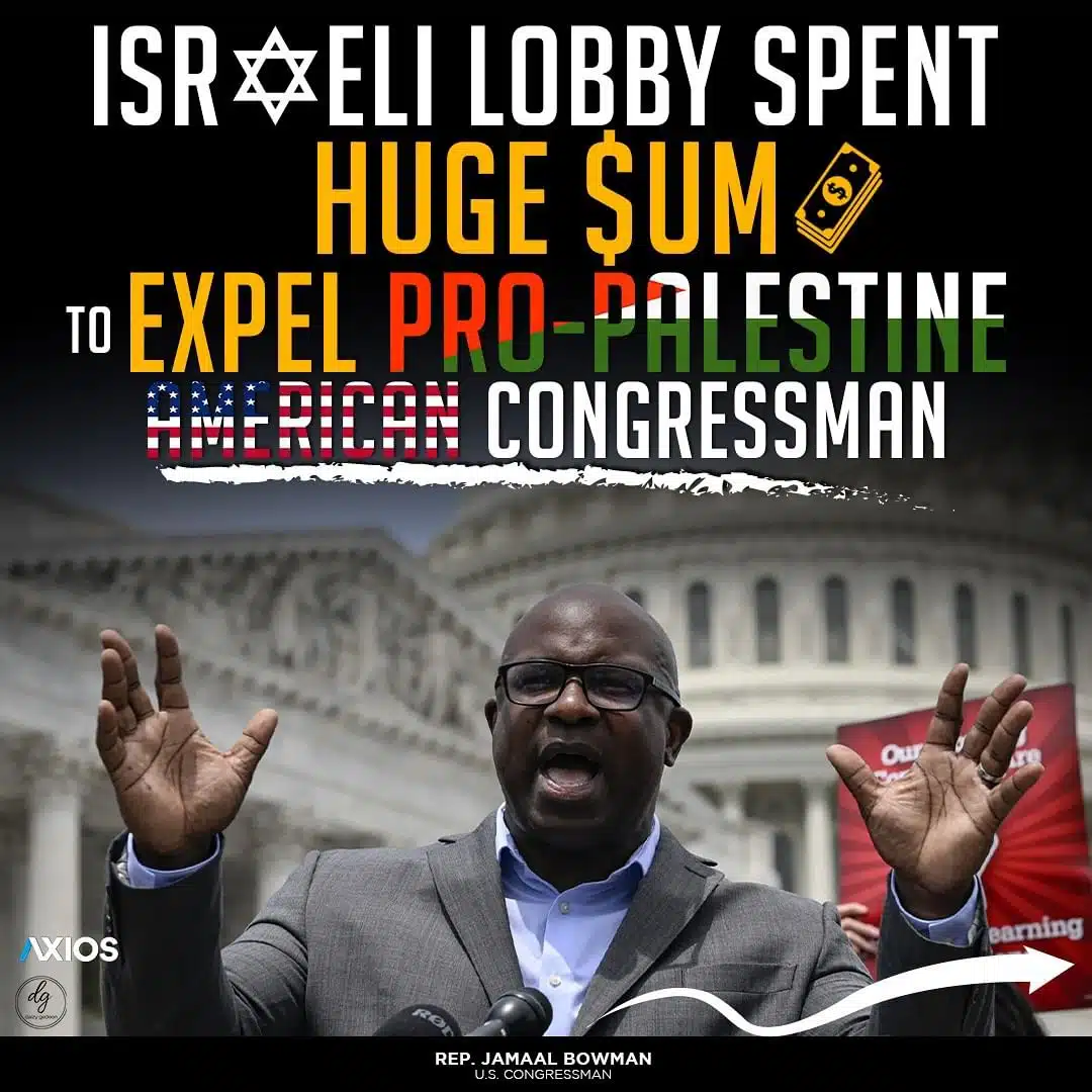 ISRAELI LOBBY SPENT HUGE SUM TO EXPEL PRO-PALESTINE AMERICAN CONGRESSMAN