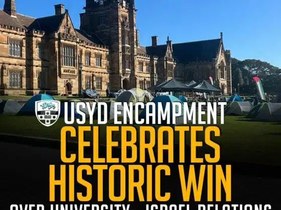 USYD ENCAMPMENT CELEBRATES HISTORIC WIN OVER UNIVERSITY - ISRAEL RELATIONS
