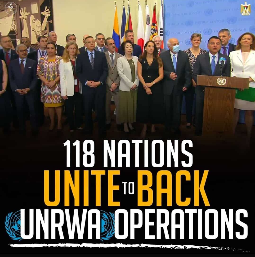 118 NATIONS UNITE T0 BACK UNRWA OPERATIONS