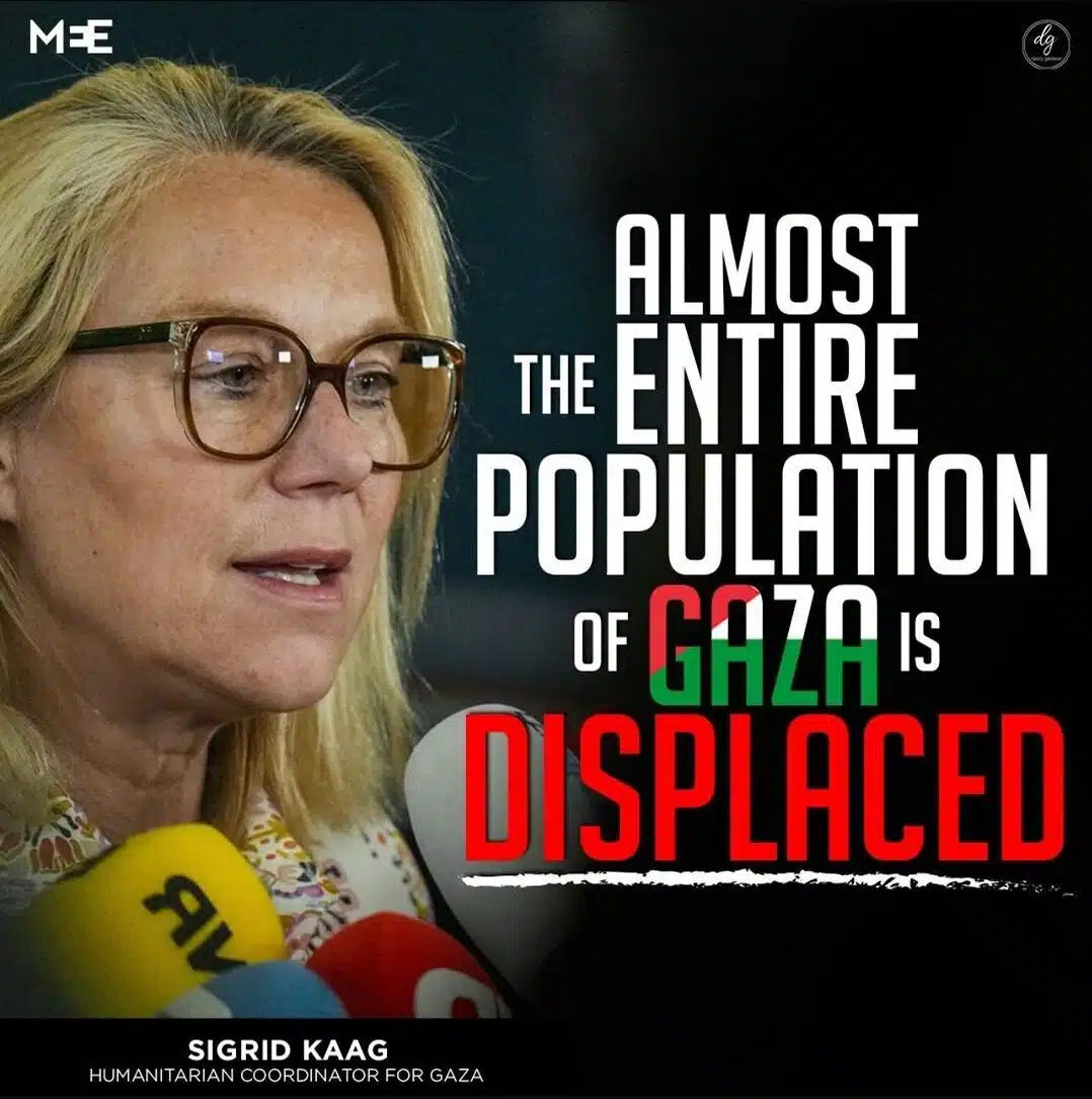 ALMOST THE ENTIRE POPULATION OF GAZA IS DISPLACED