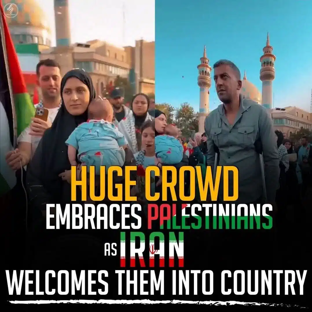 HUGE CROWD EMBRACES PALESTINIANS AS IRAN WELCOMES THEM INTO COUNTRY