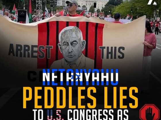 NETANYAHU PEDDLES LIES TO U.S. CONGRESS AS PROTESTERS DEMAND HIS ARREST