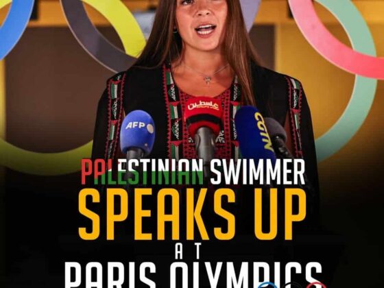 PALESTINIAN SWIMMER SPEAKS UP AT PARIS OLYMPICS