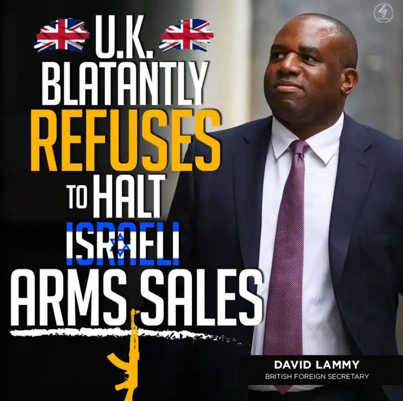 U.K. BLATANTLY REFUSES TO HALT ISRAELI ARMS SALES