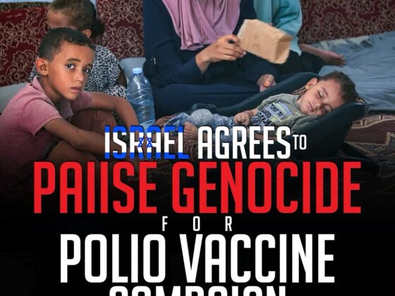 ISRAEL AGREES TO PAUSE GENOCIDE FOR POLIO VACCINE CAMPAIGN