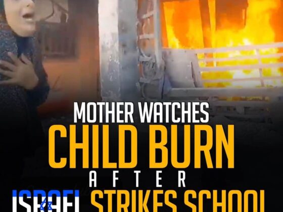 MOTHER WATCHES CHILD BURN AFTER ISRAEL STRIKES SCHOOL