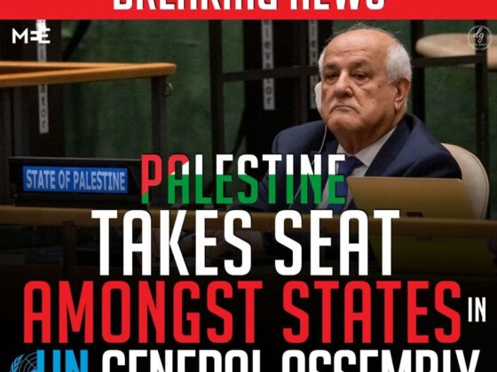 BREAKING NEWS PALESTINE TAKES SEAT AMONGST STATES IN UN GENERAL ASSEMBLY