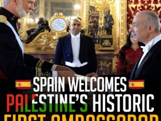 SPAIN WELCOMES PALESTINE'S HISTORIC FIRST AMBASSADOR