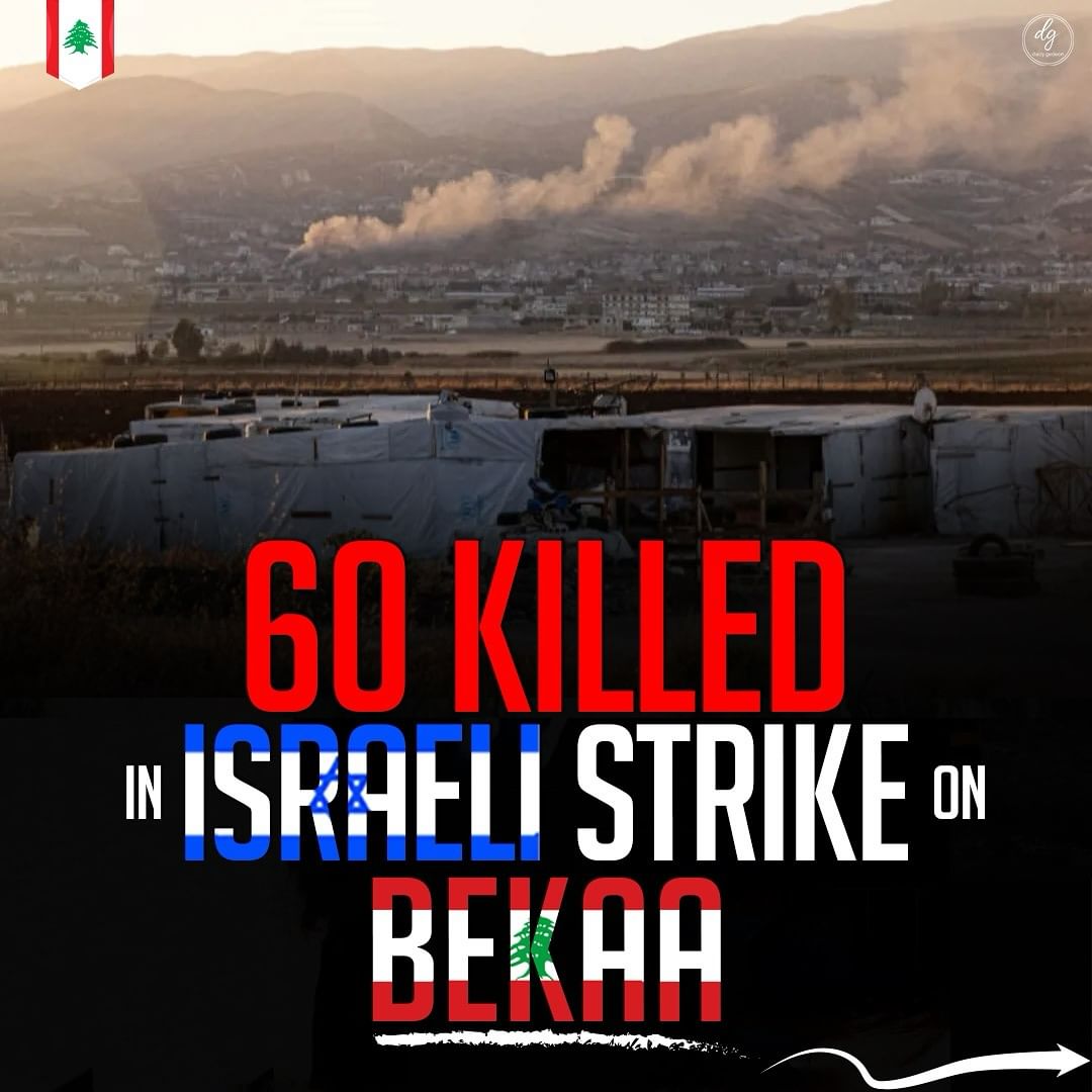 60 KILLED BY ISRAELI STRIKE ON BEKAA