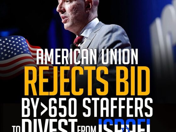 AMERICAN UNION REJECTS BID BY>650 STAFFERS TO DIVEST FROM ISRAEL