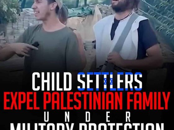 CHILD SETTLERS EXPEL PALESTINIAN FAMILY UNDER MILITARY PROTECTION