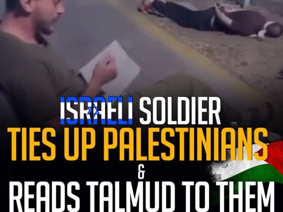 HUMAN RIGHTS VIOLATION! ISRAELI SOLDIER TIES UP PALESTINIANS & READS TALMUD TO THEM