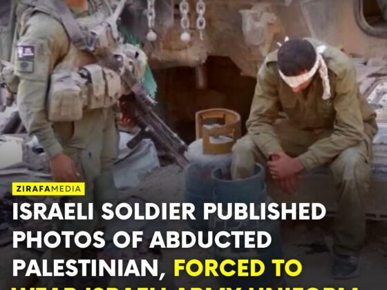 ISRAELI SOLDIER PUBLISHED PHOTOS OF ABDUCTED PALESTINIAN, FORCED TO WEAR ISRAELI ARMY UNIFORM TO BE USED AS A HUMAN SHIELD