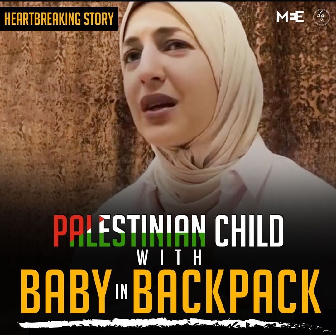 PALESTINIAN CHILD WITH BABY BACKPACK