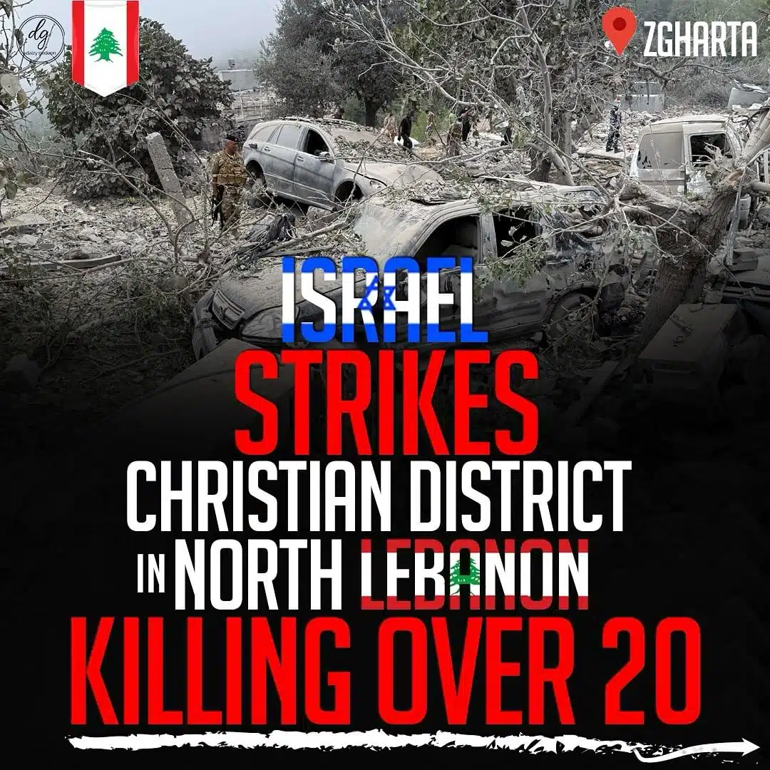 ZGHARTA LEBANON - ISRAEL STRIKES CHRISTIAN DISTRICT IN NORTH LEBANON KILLING OVER 20