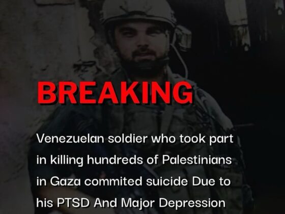 BREAKING Venezuelan soldier who took part in killing hundreds of Palestinians in Gaza commited suicide Due to his PTSD And Major Depression