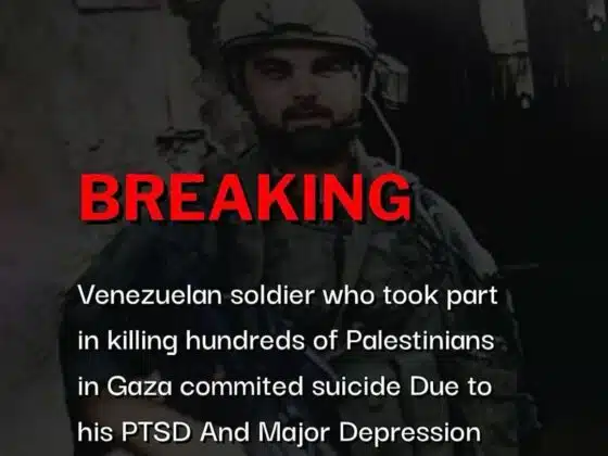 BREAKING Venezuelan soldier who took part in killing hundreds of Palestinians in Gaza commited suicide Due to his PTSD And Major Depression