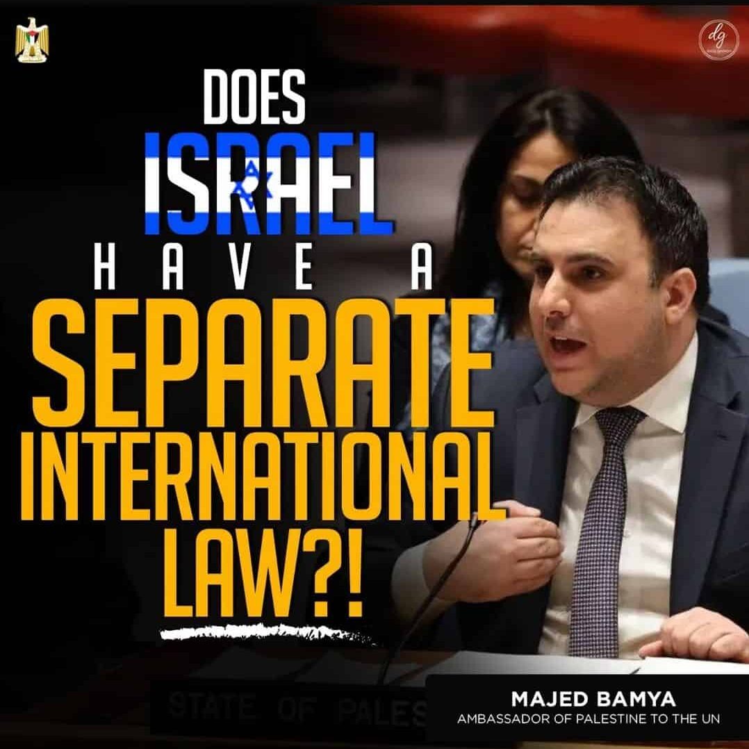 MAJED BAMYA AMBASSADOR OF PALESTINE TO THE UN: DOES ISRAEL HAVE A SEPARATE INTERNATIONAL LAW?!