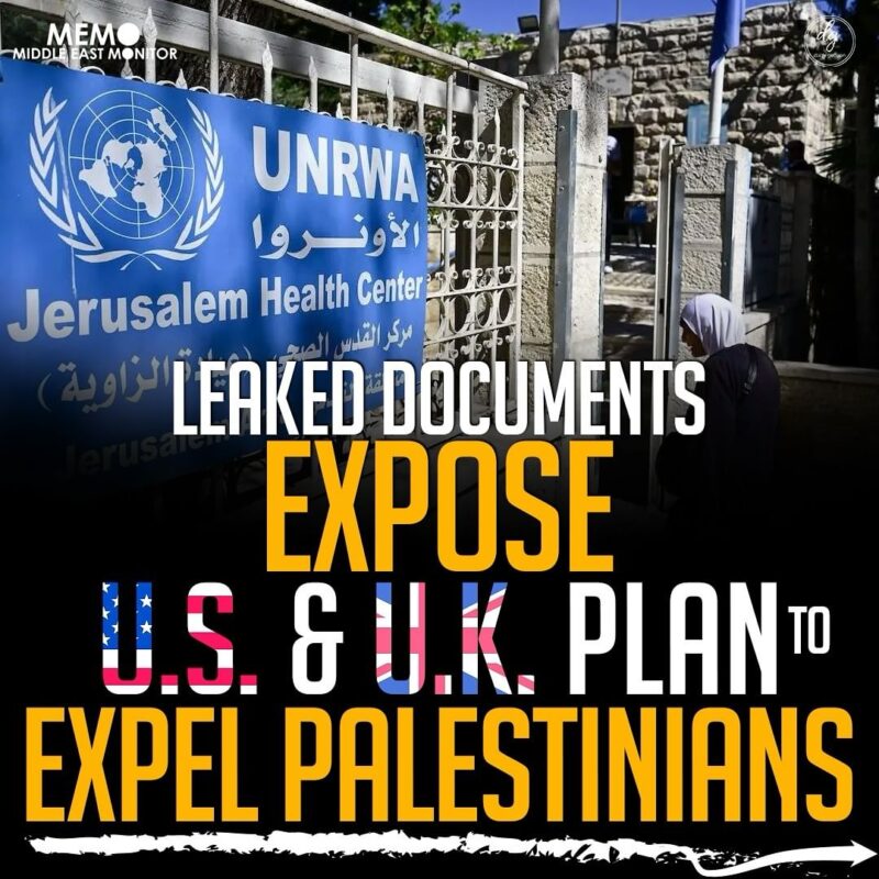 MIDDLE EAST MONITOR:LEAKED DOCUMENTS EXPOSE U.S. & U.K. PLAN TO EXPEL PALESTINIANS