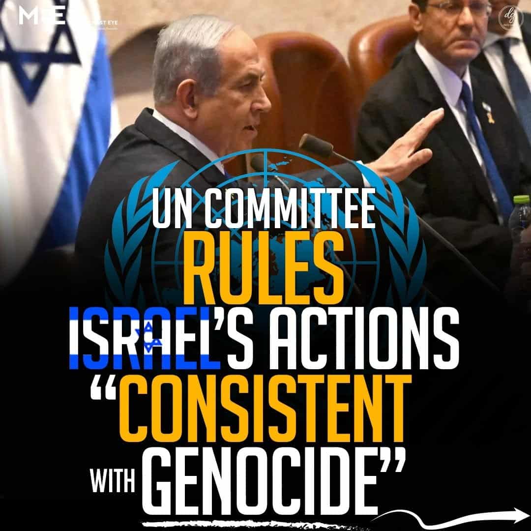 UN COMMITTEE RULES ISRAEL'S ACTIONS "CONSISTENT WITH GENOCIDE"