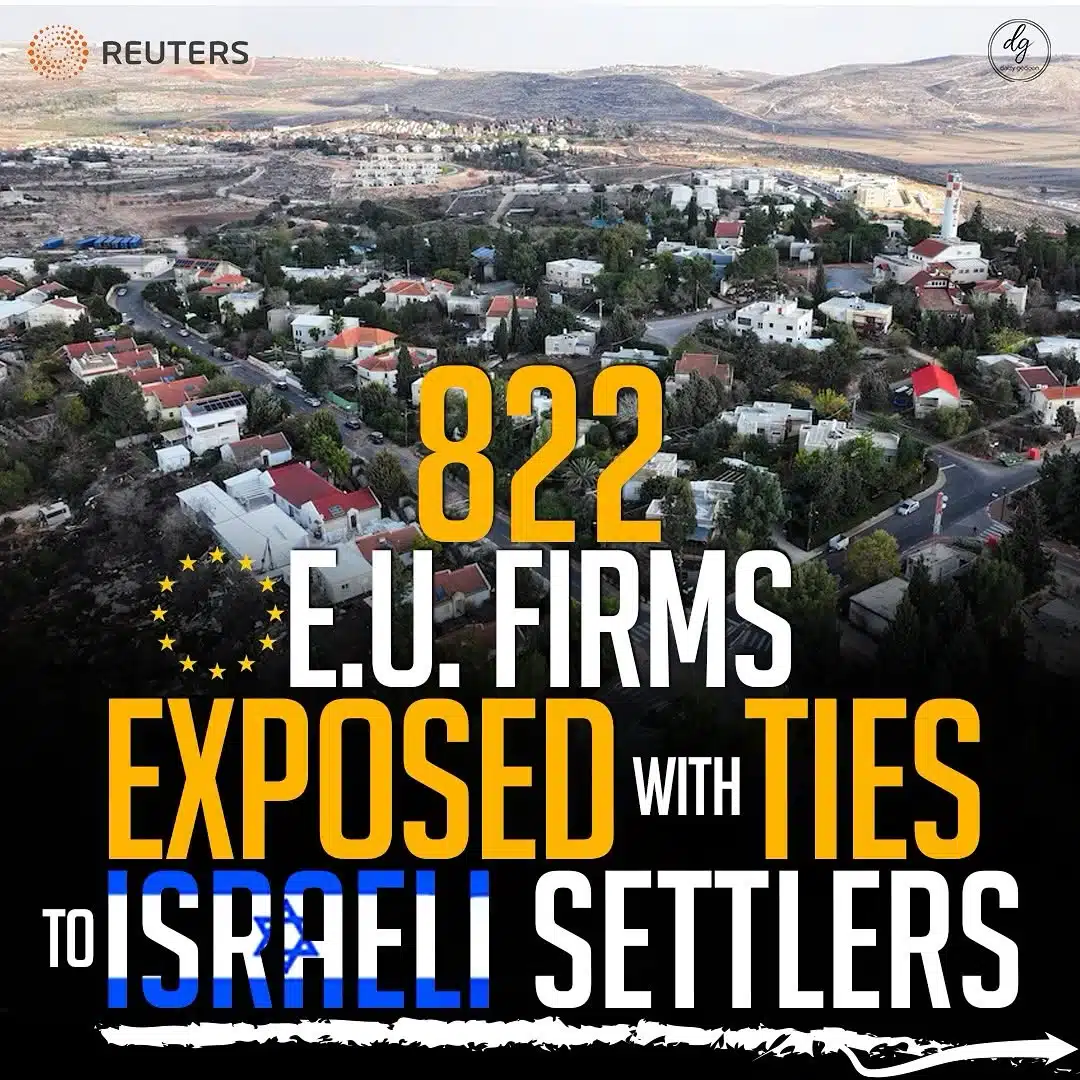 822 EU Firms with Ties to Israeli Settlers Exposed in Reuters Report