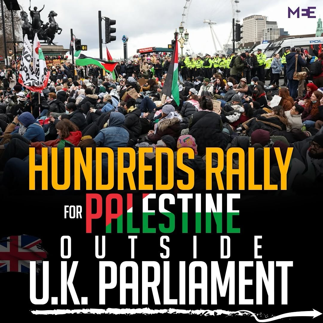 Hundreds Rally for Palestine Outside U.K. Parliament | Support for Justice & Freedom