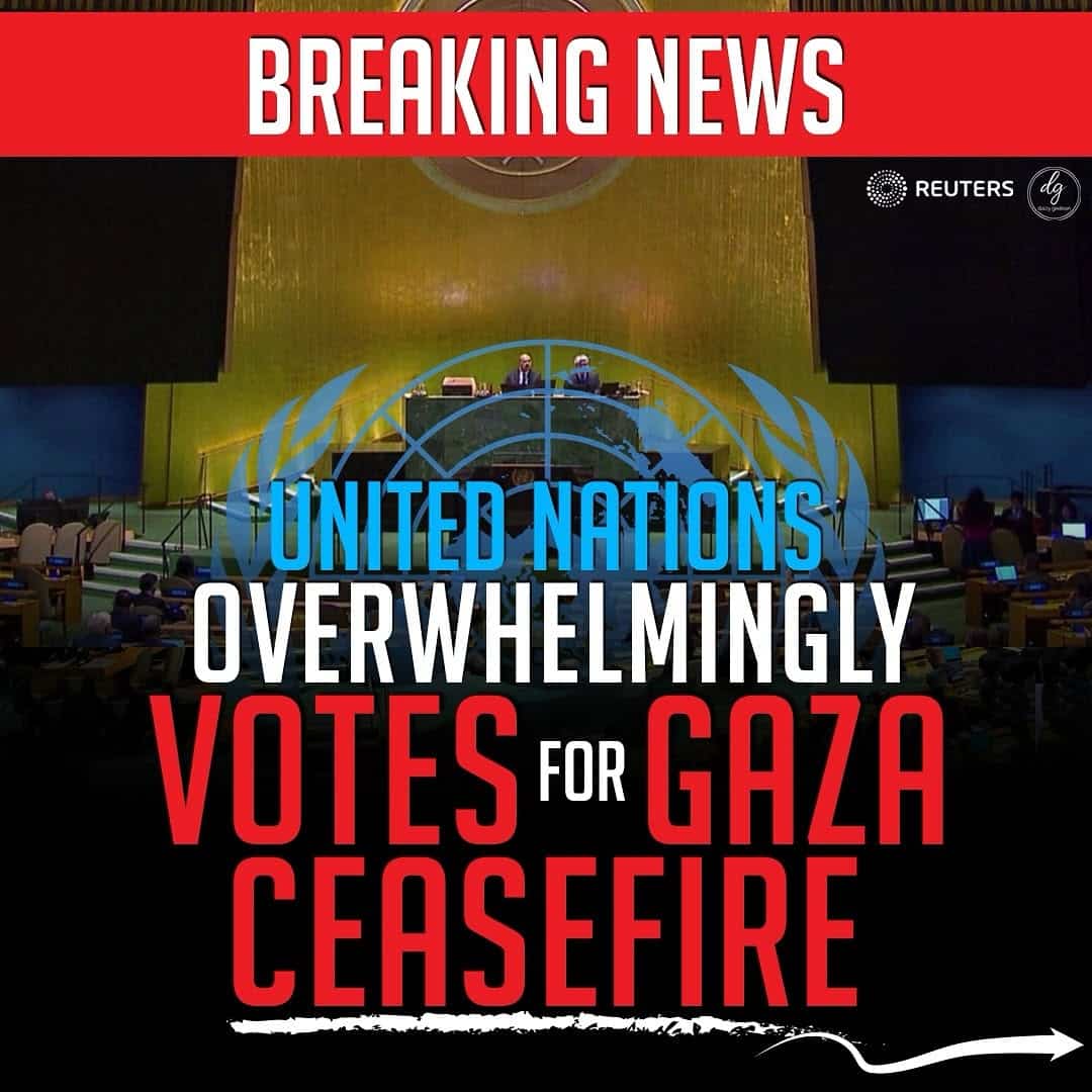 UN Overwhelmingly Votes for Gaza Ceasefire: Breaking News via Reuters