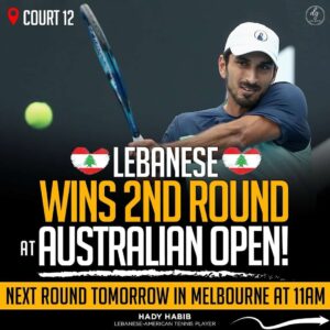 Hady Habib: Lebanese-American Tennis Player Wins 2nd Round at Australian Open – Next Match Tomorrow in Melbourne at 11 AM