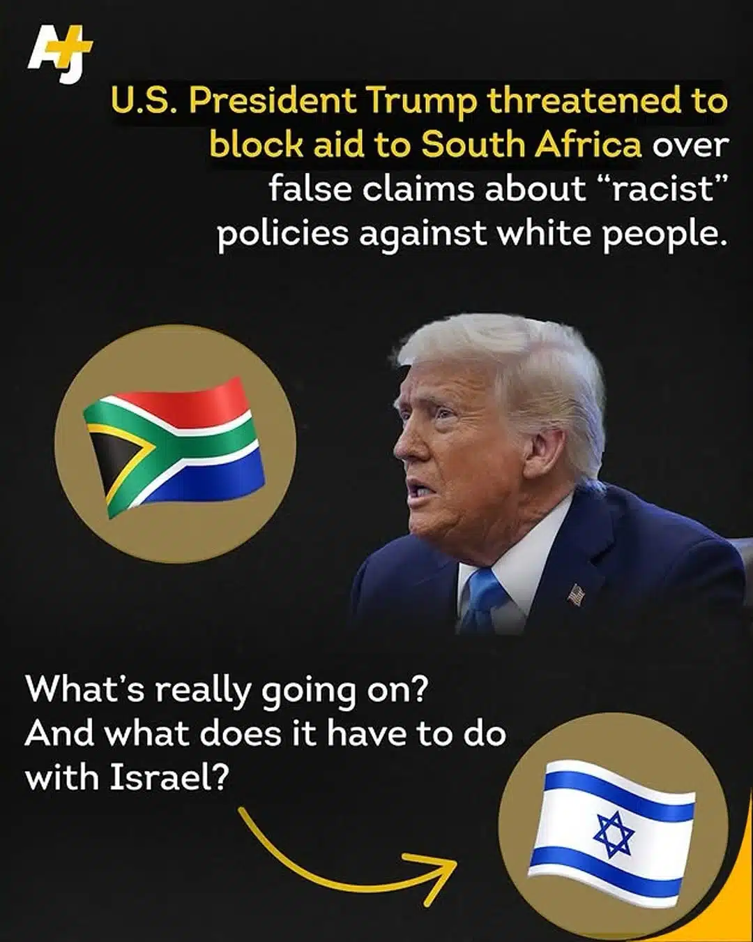 AJ Plus: Trump Threatens to Block South Africa Aid Over False 'Racist' Claims—What's the Israel Connection?