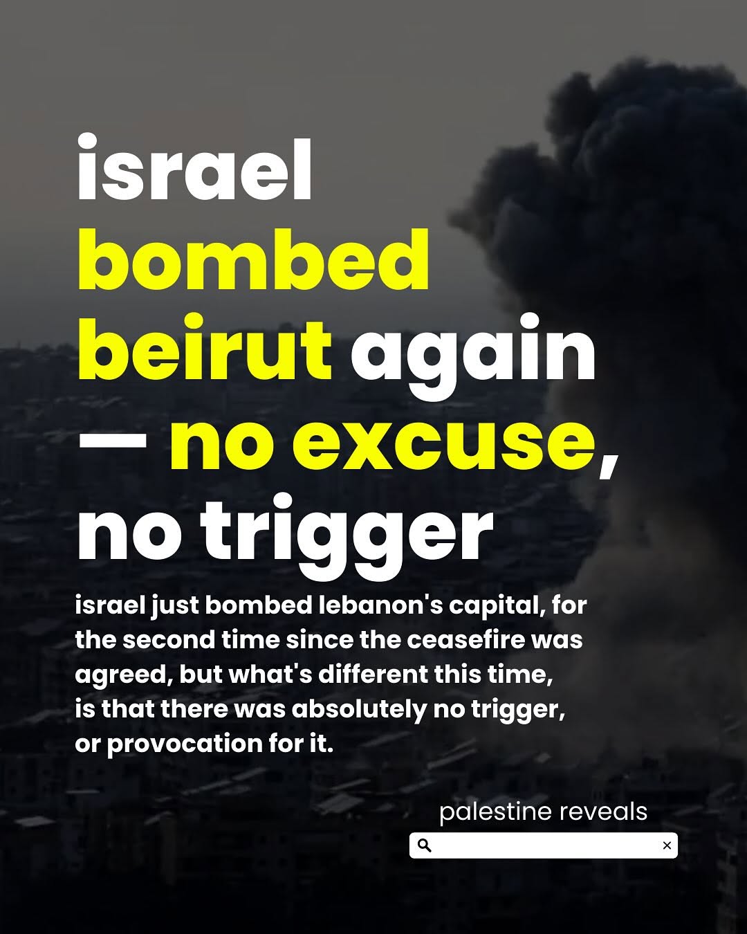 Israel Bombs Beirut Again Without Provocation — Second Strike Since Ceasefire, Palestine Responds