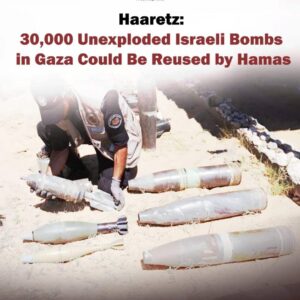 Haaretz via Al Jarmaq News: 30,000 Unexploded Israeli Bombs in Gaza Could Be Reused by Hamas