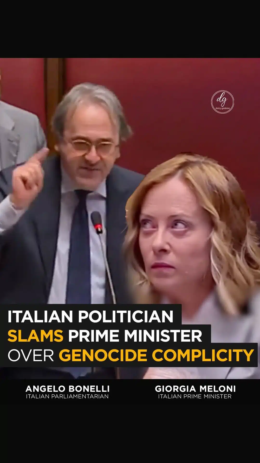 Italian MP Angelo Bonelli Accuses PM Giorgia Meloni of Complicity in Genocide