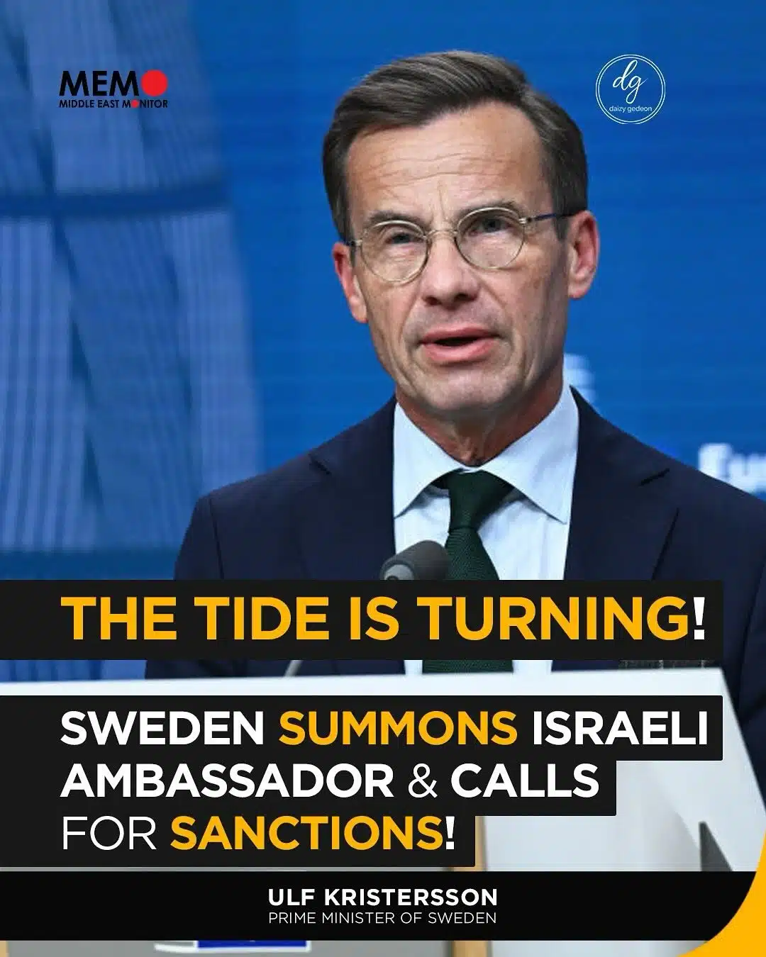 Middle East Monitor: Sweden Summons Israeli Ambassador, Urges Sanctions – Is the Tide Turning?