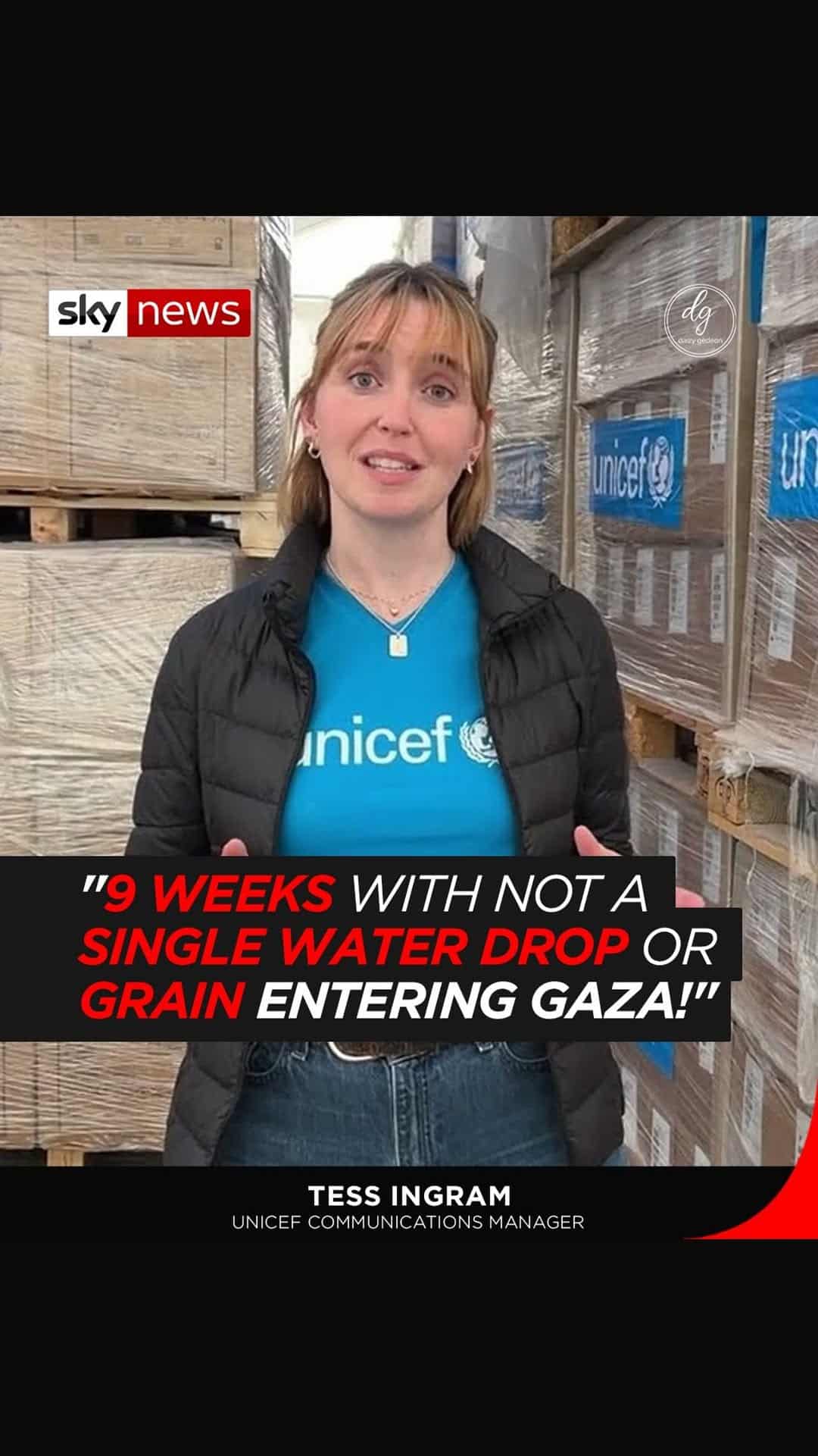 Tess Ingram, UNICEF Communications Manager: '9 Weeks Without Water or Food Reaching Gaza' | Sky News