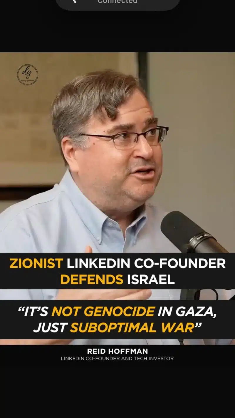 LinkedIn Co-Founder Reid Hoffman Defends Israel: ‘Not Genocide, Just a Suboptimal War’