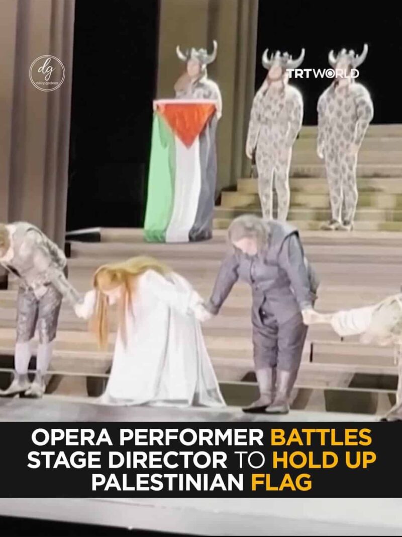 TRT World: Opera Singer Defies Stage Director, Raises Palestinian Flag Mid-Performance