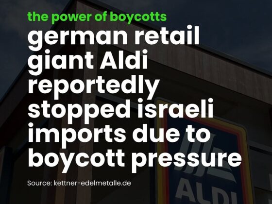The power of boycotts: German retail giant Aldi reportedly stopped Israeli imports due to boycott pressure – Source: kettner-edelmetalle.de | Palestine Reveals