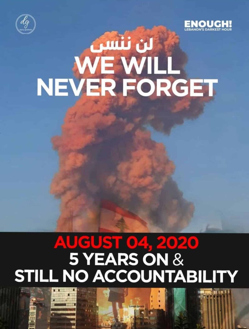 ENOUGH! Lebanon’s Darkest Hour — 5 Years Since the Beirut Blast of August 4, 2020: We Will Never Forget

