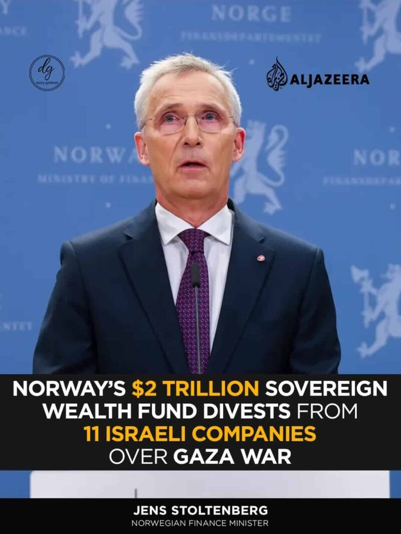 Norway’s $2 Trillion Fund Pulls Out of 11 Israeli Firms Over Gaza War — NATO’s Jens Stoltenberg Reacts