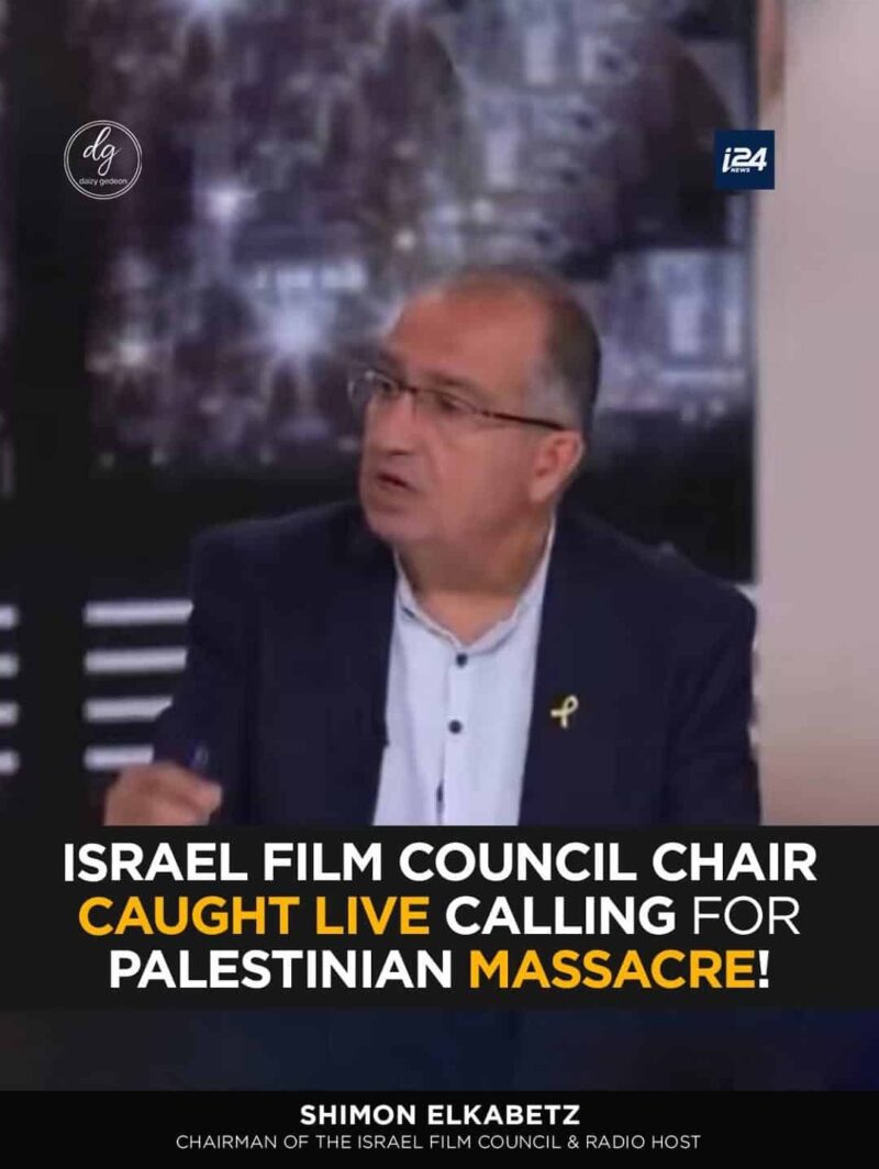 i24 NEWS BOMBSHELL: Israeli Film Council Chair Shimon Elkabetz Caught on Live Broadcast Calling for Palestinian Massacre

