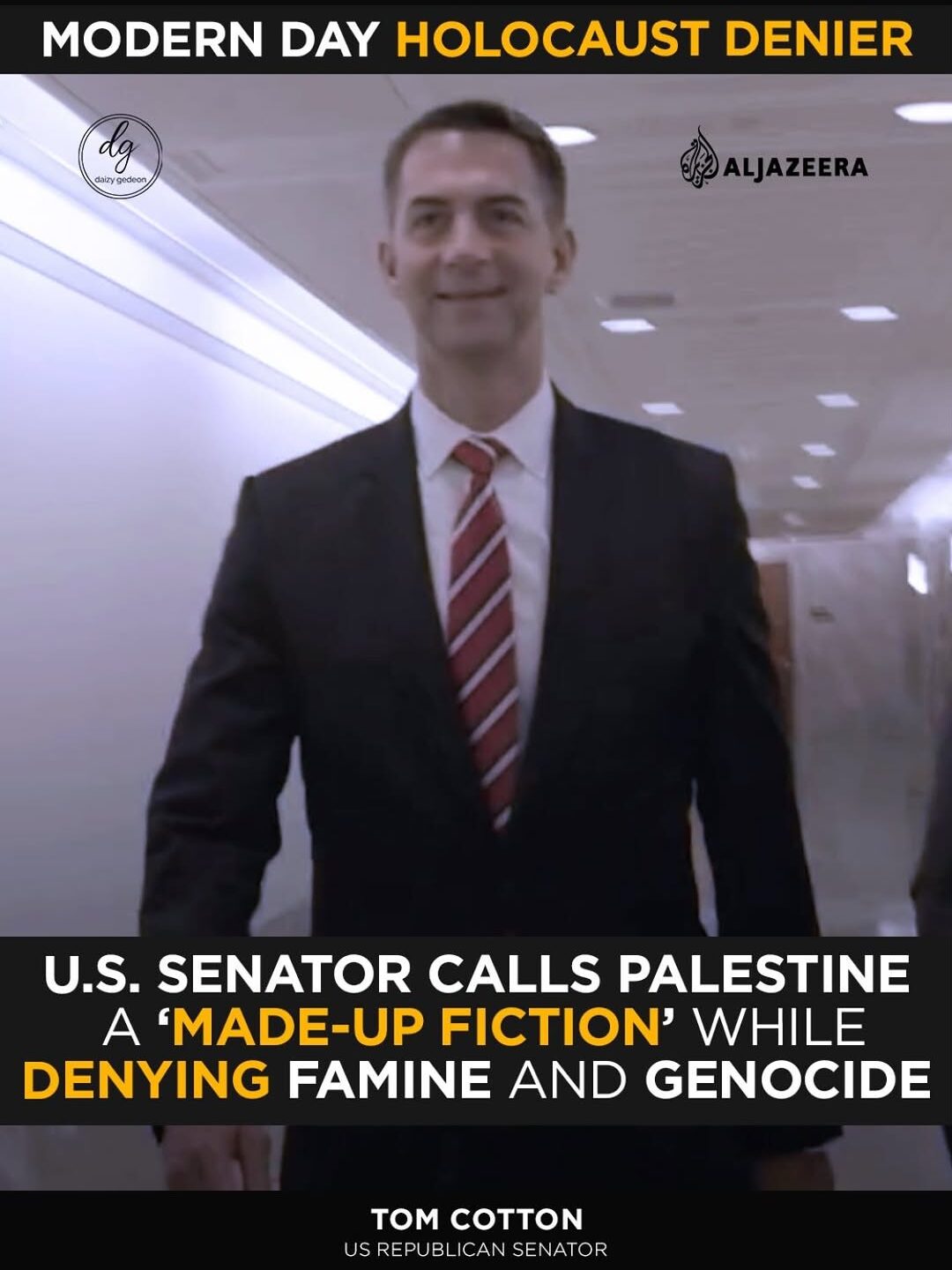 U.S. Senator Tom Cotton Sparks Outrage: Calls Palestine ‘Made-Up Fiction,’ Denies Famine and Genocide 1 547372252_18502217254069100_1638875059181852145_n
