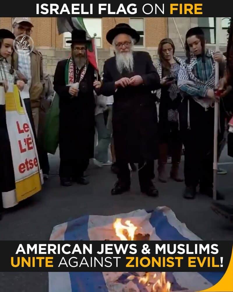 American Jews and Muslims Unite in Protest as Israeli Flag Set on Fire