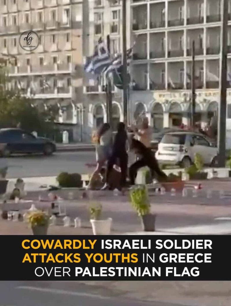 Israeli Soldier Attacks Youths in Greece for Waving Palestinian Flag – Caught on Video