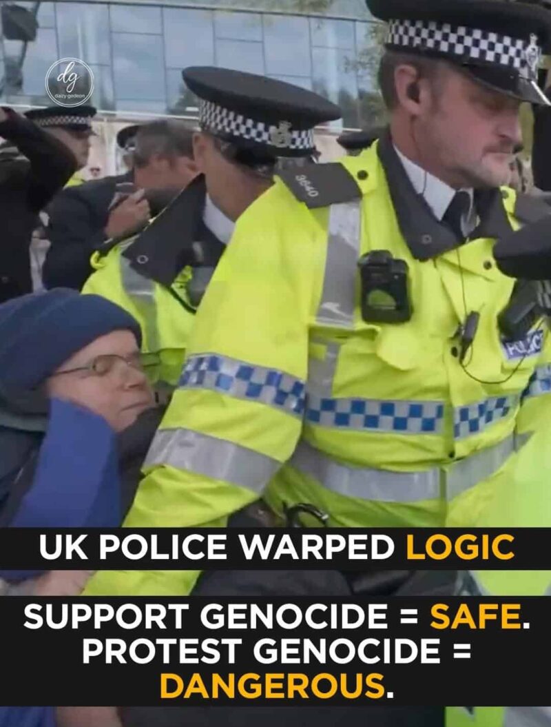 Uk Police Logic: Support Genocide = Safe. Protest Genocide = Arrested

